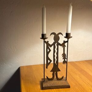 Metal Native-inspired sculpture candleholder